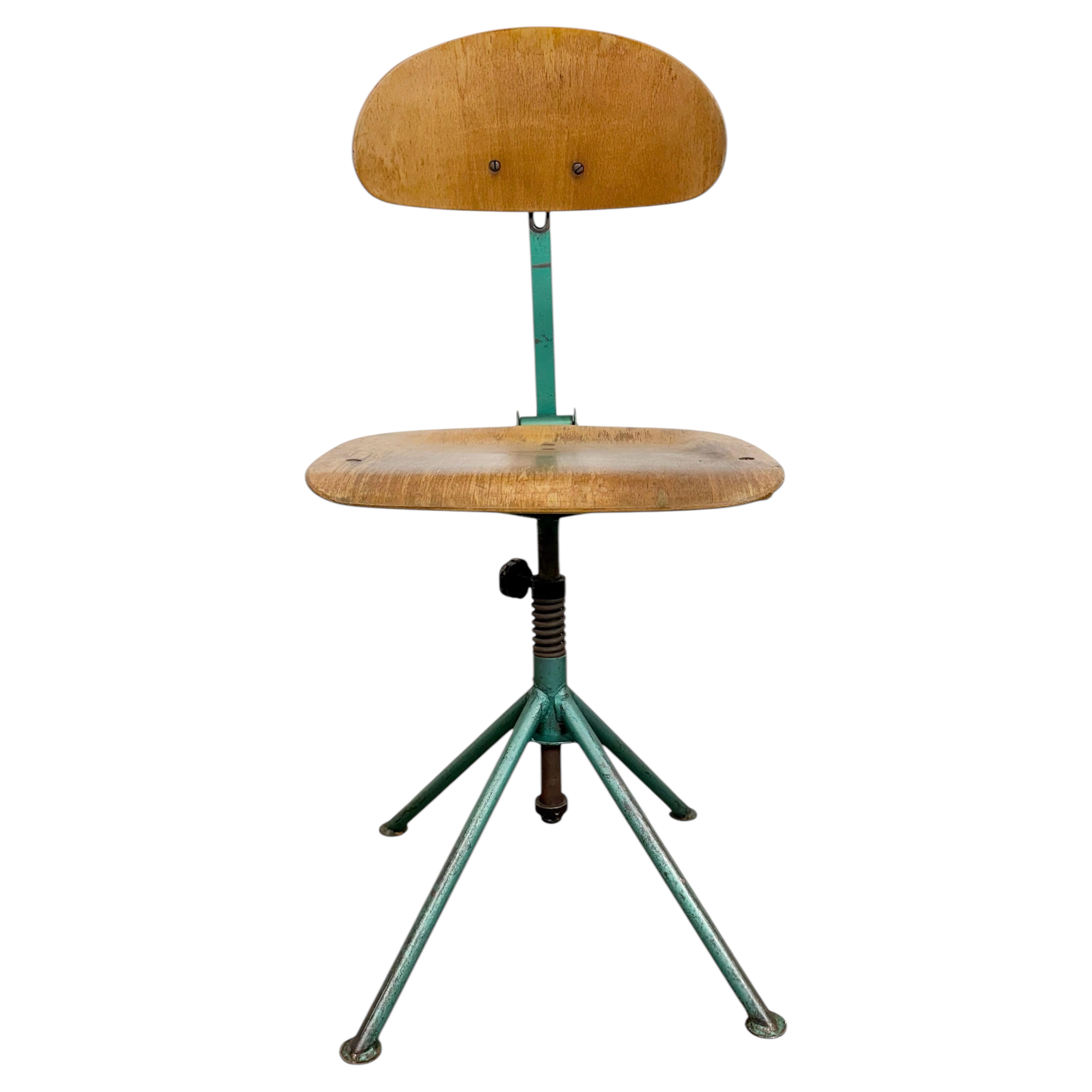 Dark Green Industrial Workshop Chair, 1950s
