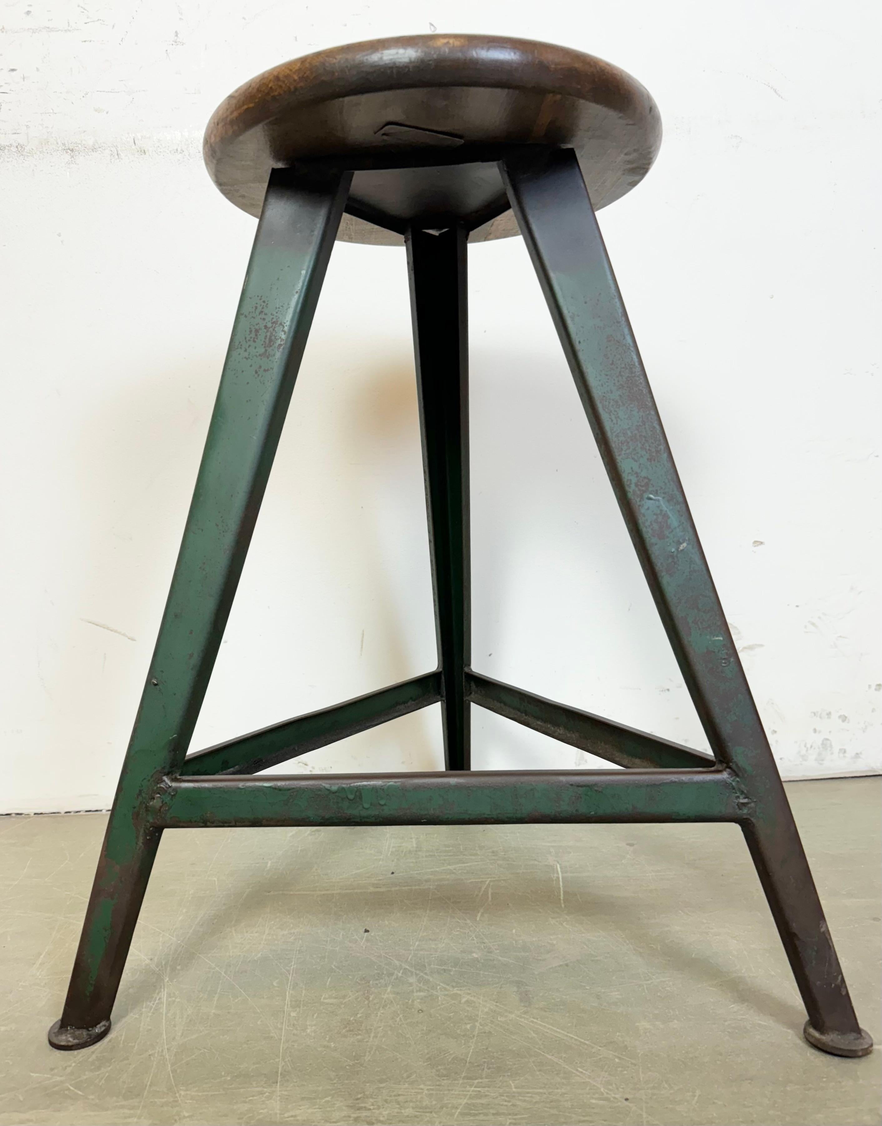 Dark Green Industrial Workshop Stool, 1960s For Sale 8