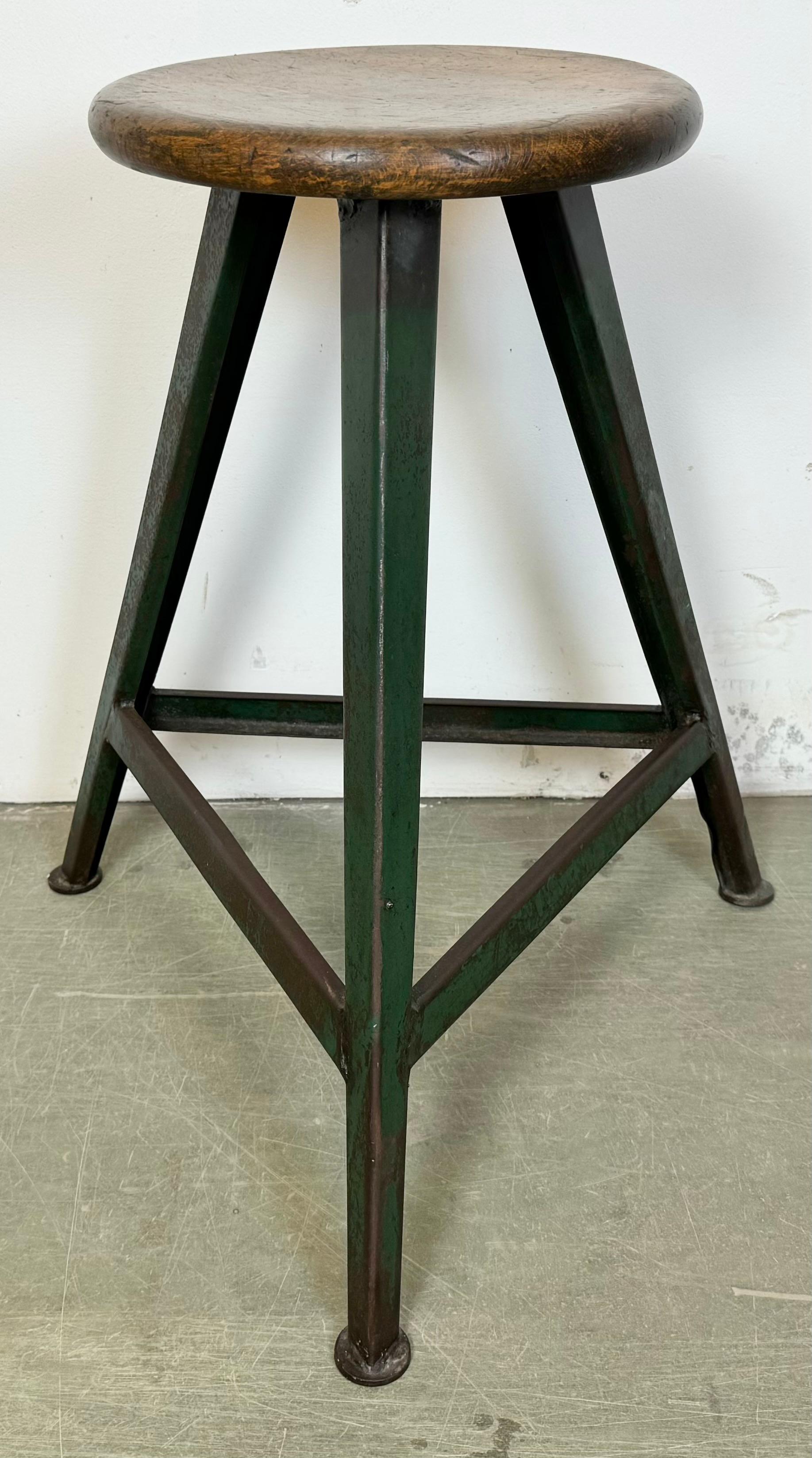 Dark Green Industrial Workshop Stool, 1960s For Sale 10