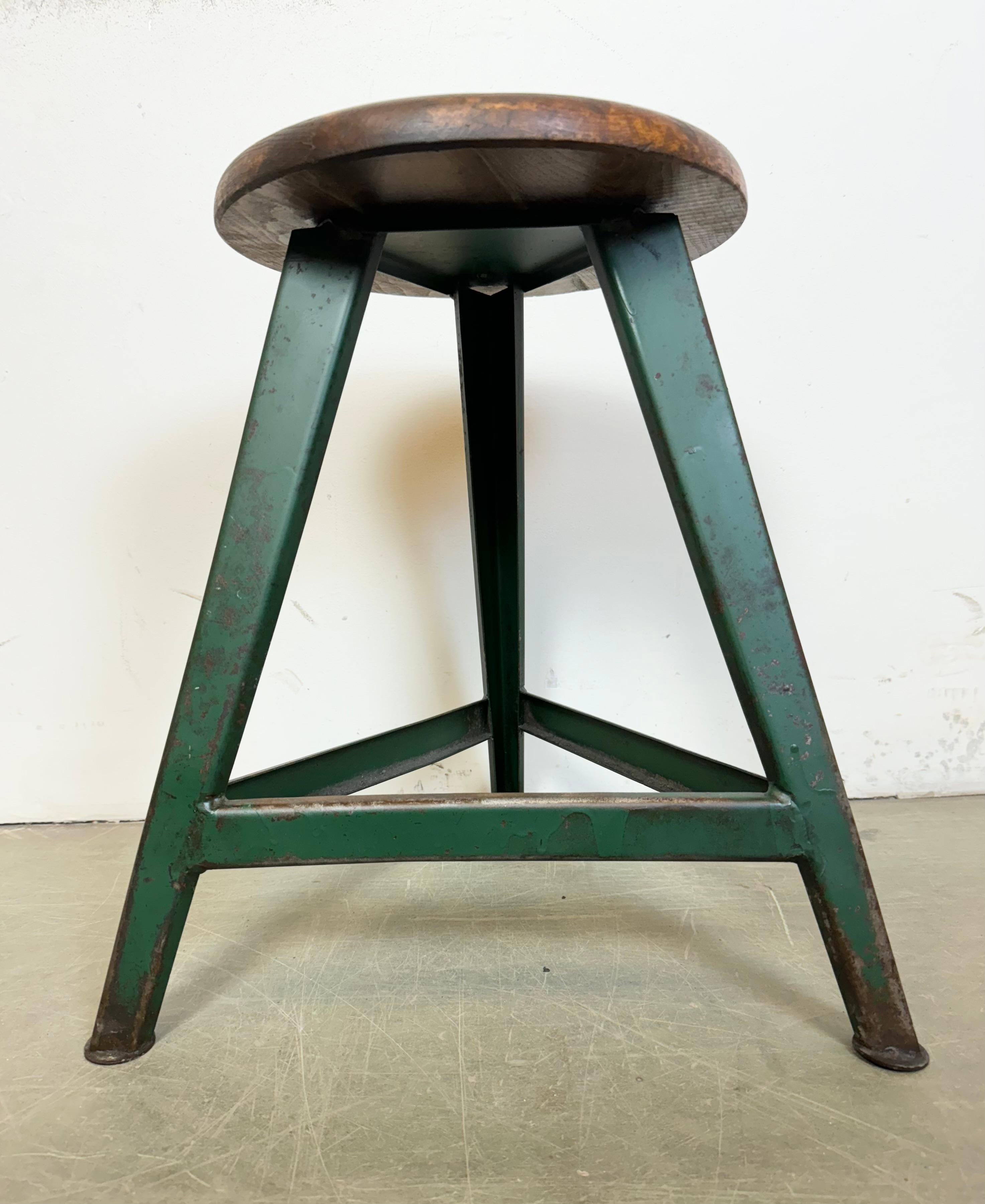 Dark Green Industrial Workshop Stool from Drupol, 1960s For Sale 10