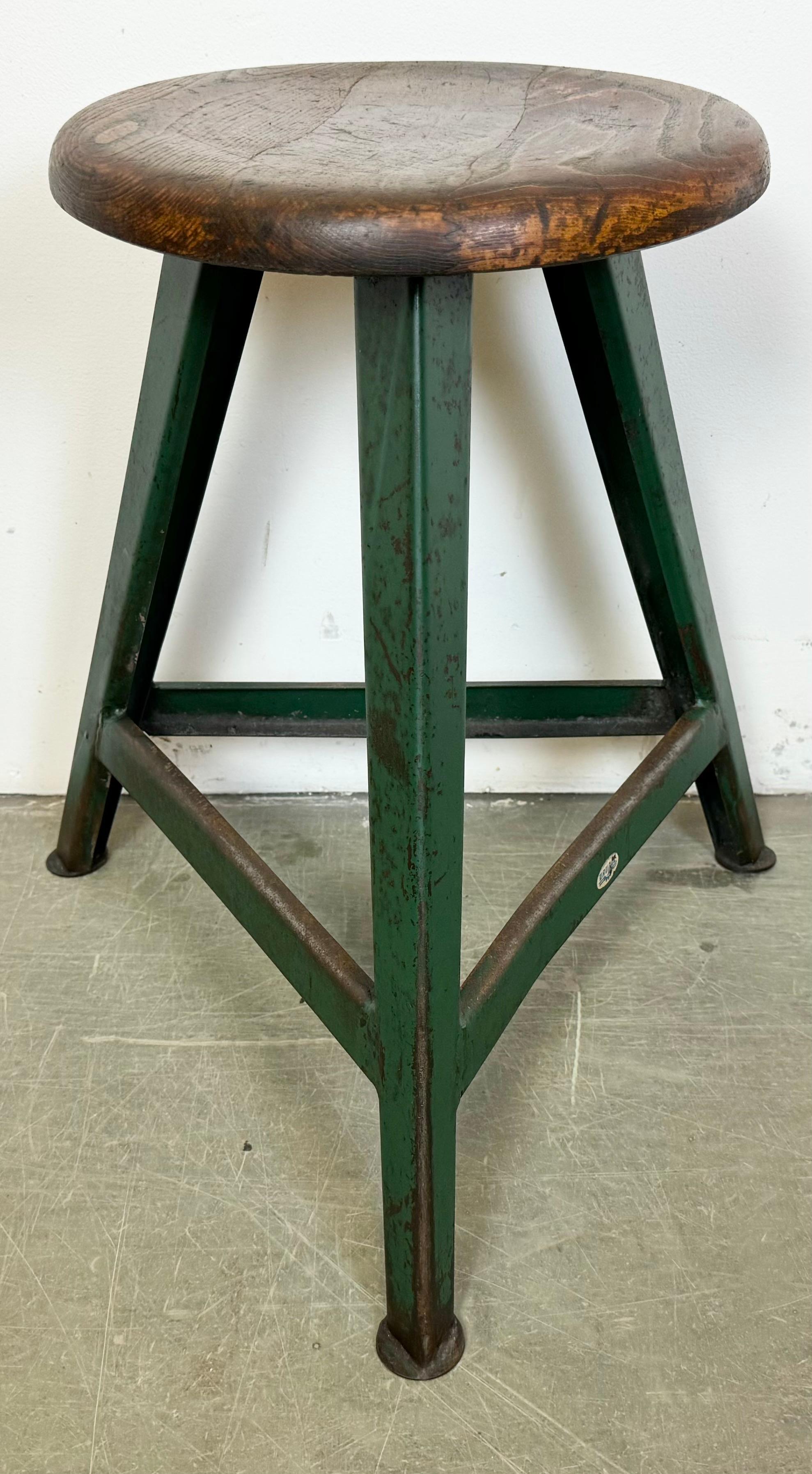 20th Century Dark Green Industrial Workshop Stool from Drupol, 1960s For Sale