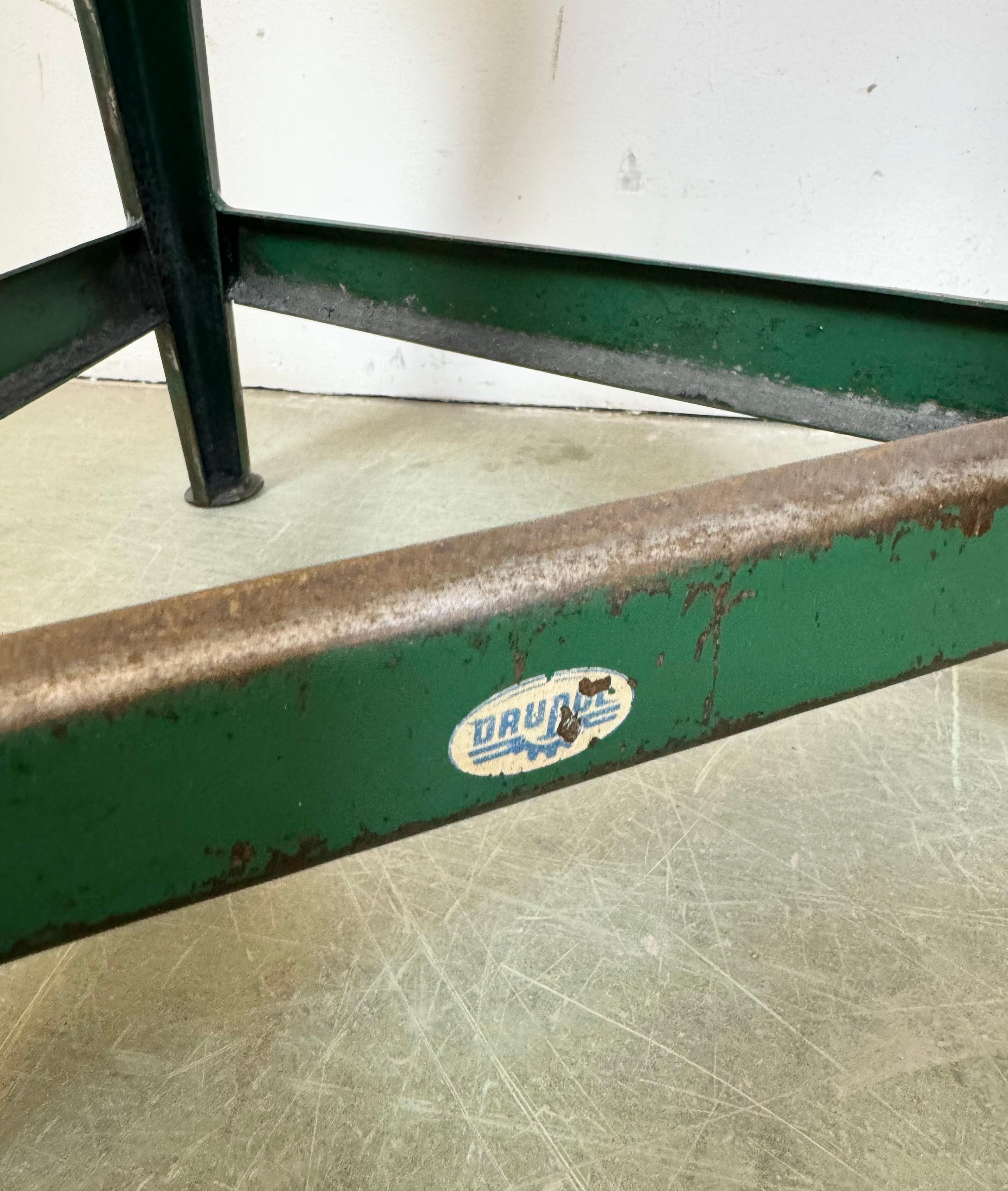 Iron Dark Green Industrial Workshop Stool from Drupol, 1960s For Sale