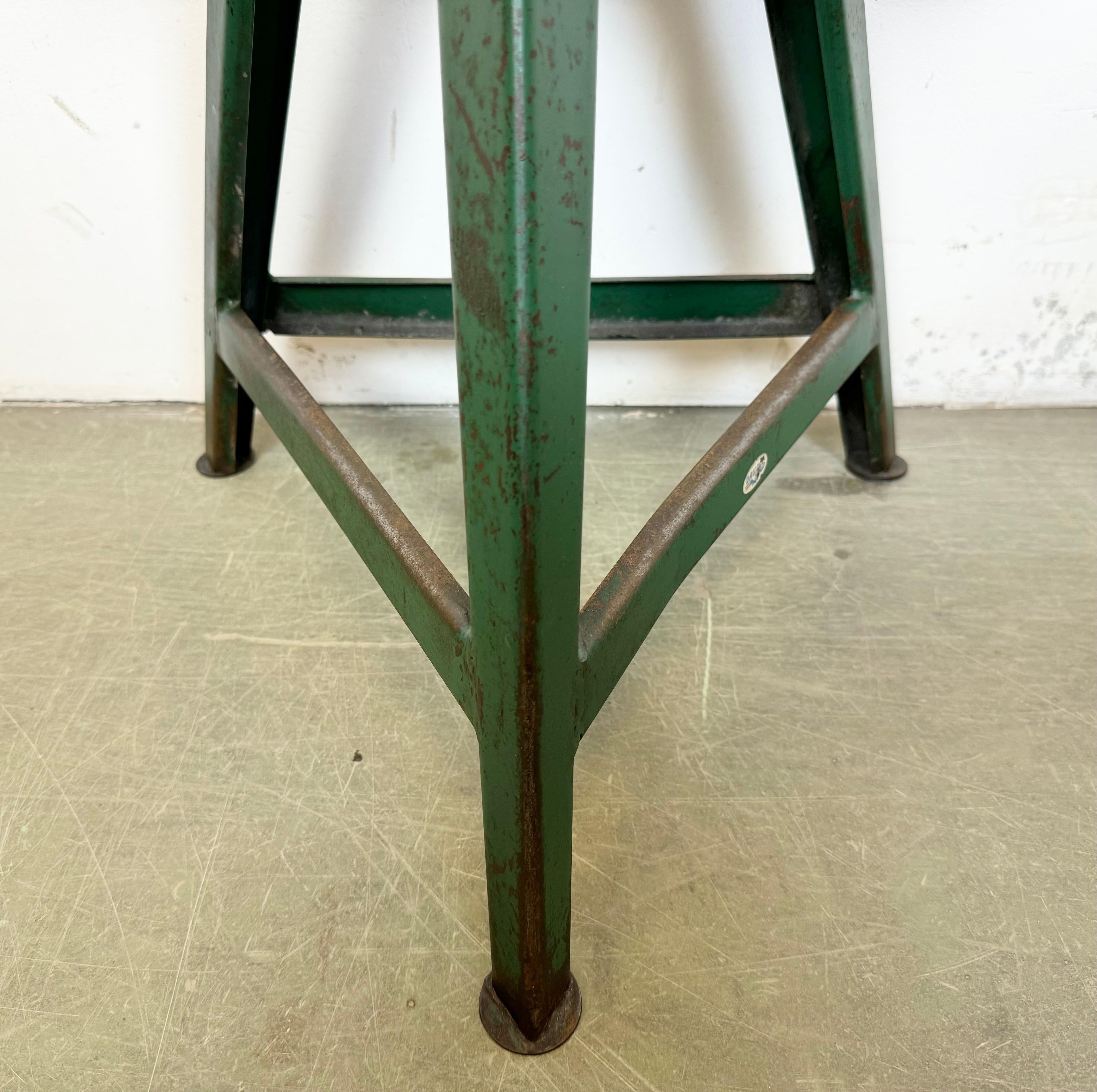 Dark Green Industrial Workshop Stool from Drupol, 1960s For Sale 1