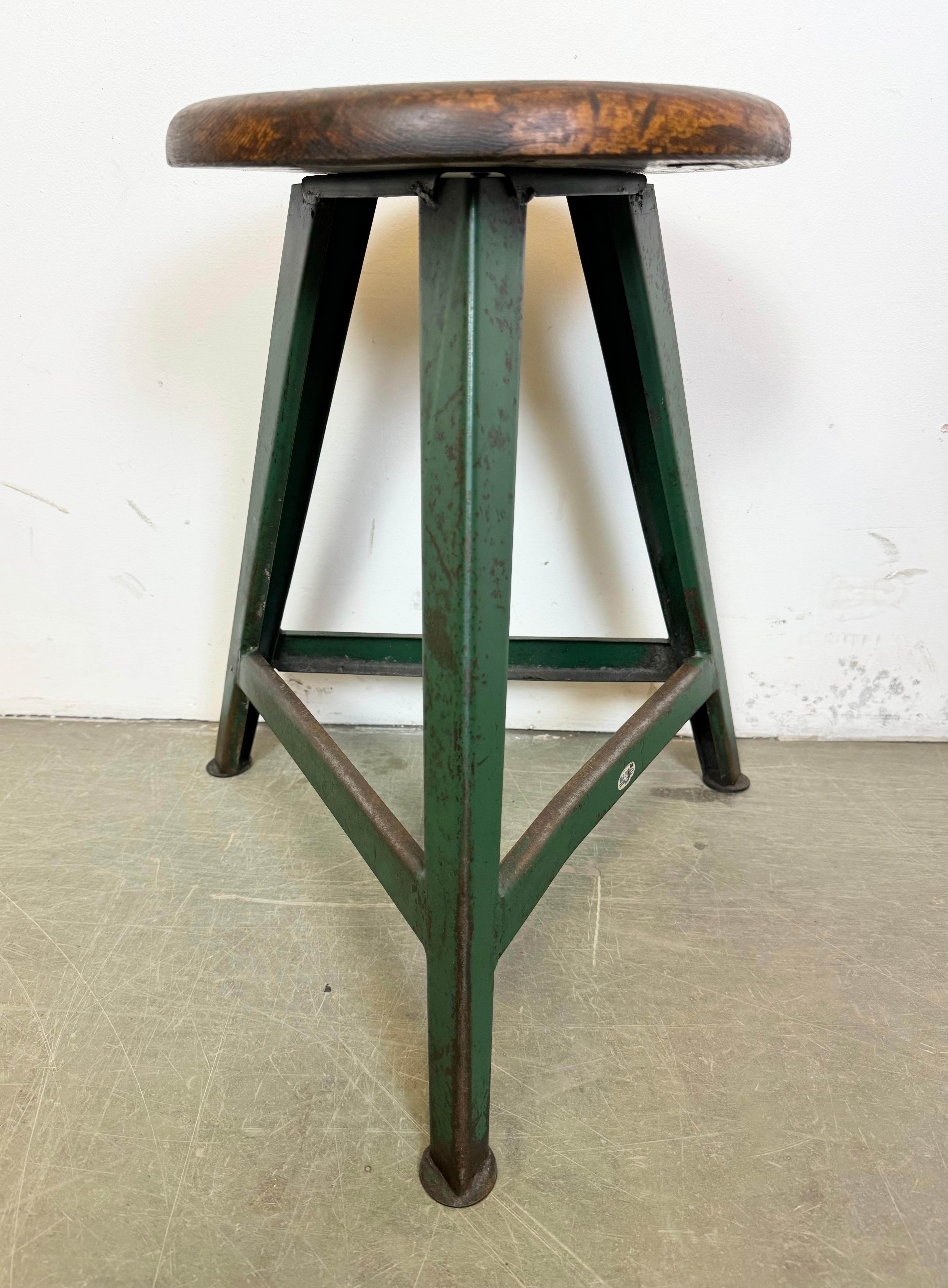 Dark Green Industrial Workshop Stool from Drupol, 1960s For Sale 2