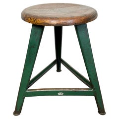 Tabouret d'atelier vert foncé de Drupol, années 1960