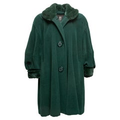 Dark Green J. Mendel Fur-Trimmed Coat Size US S