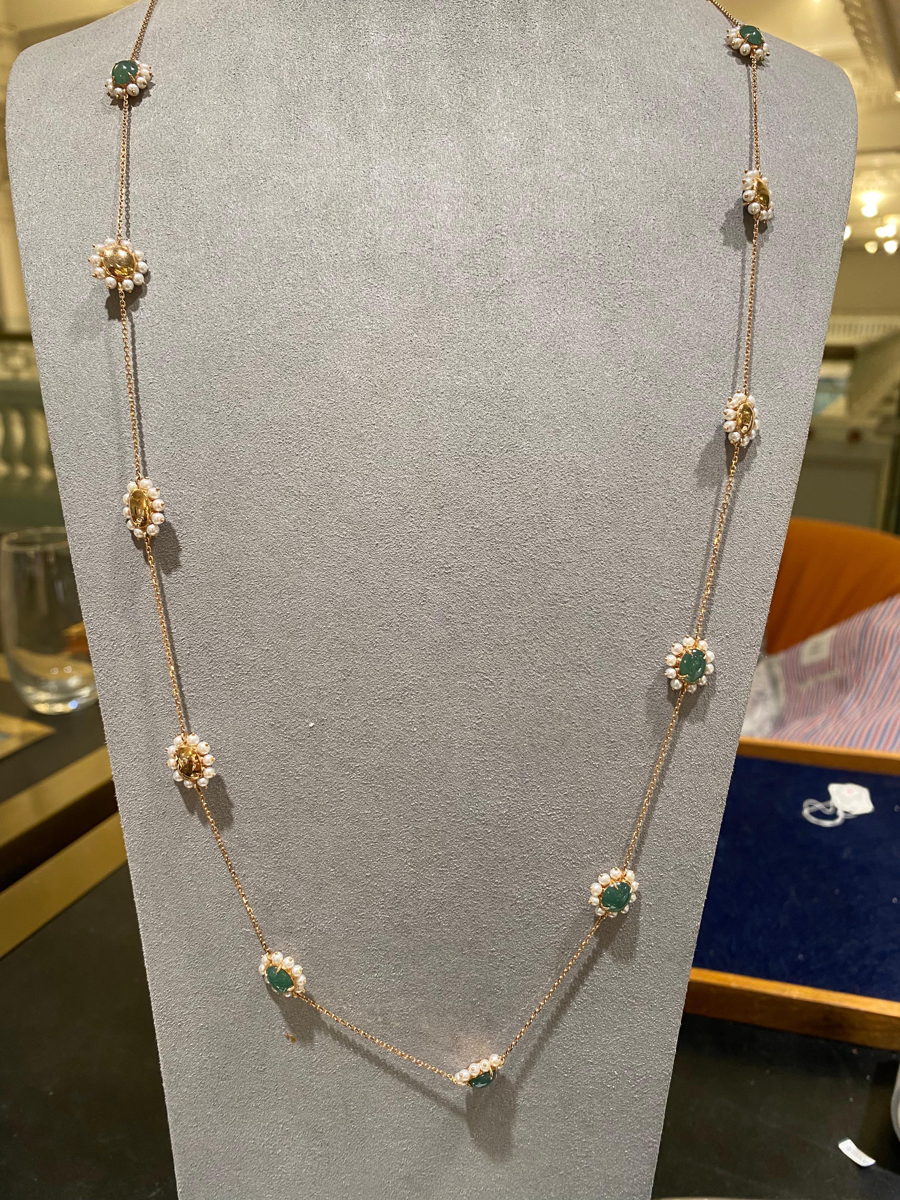 Type A Jadeite Necklace with seed pearls. It is a magnificent piece of Art as the diameter of the pearls is almost as same size as the drill, it takes a lot of hard work to finish this necklace. The design is aiming to avoid the flower motif