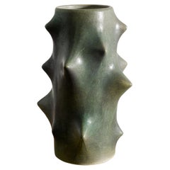 Dark Green Knud Basse Mid Century Thorn Ceramic Vase by Michael Andersen, 1970s