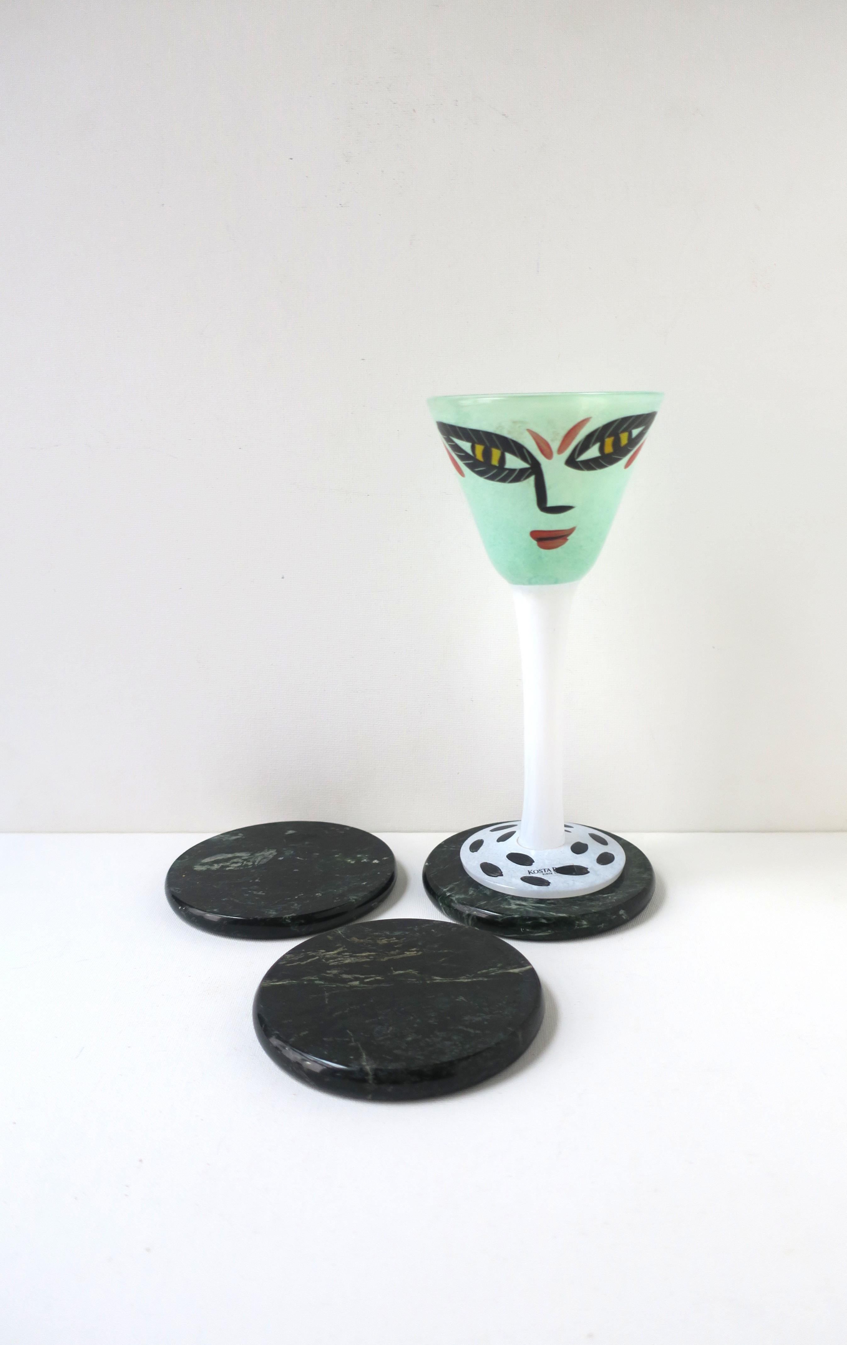 Post-Modern Dark Green Marble Coasters For Sale