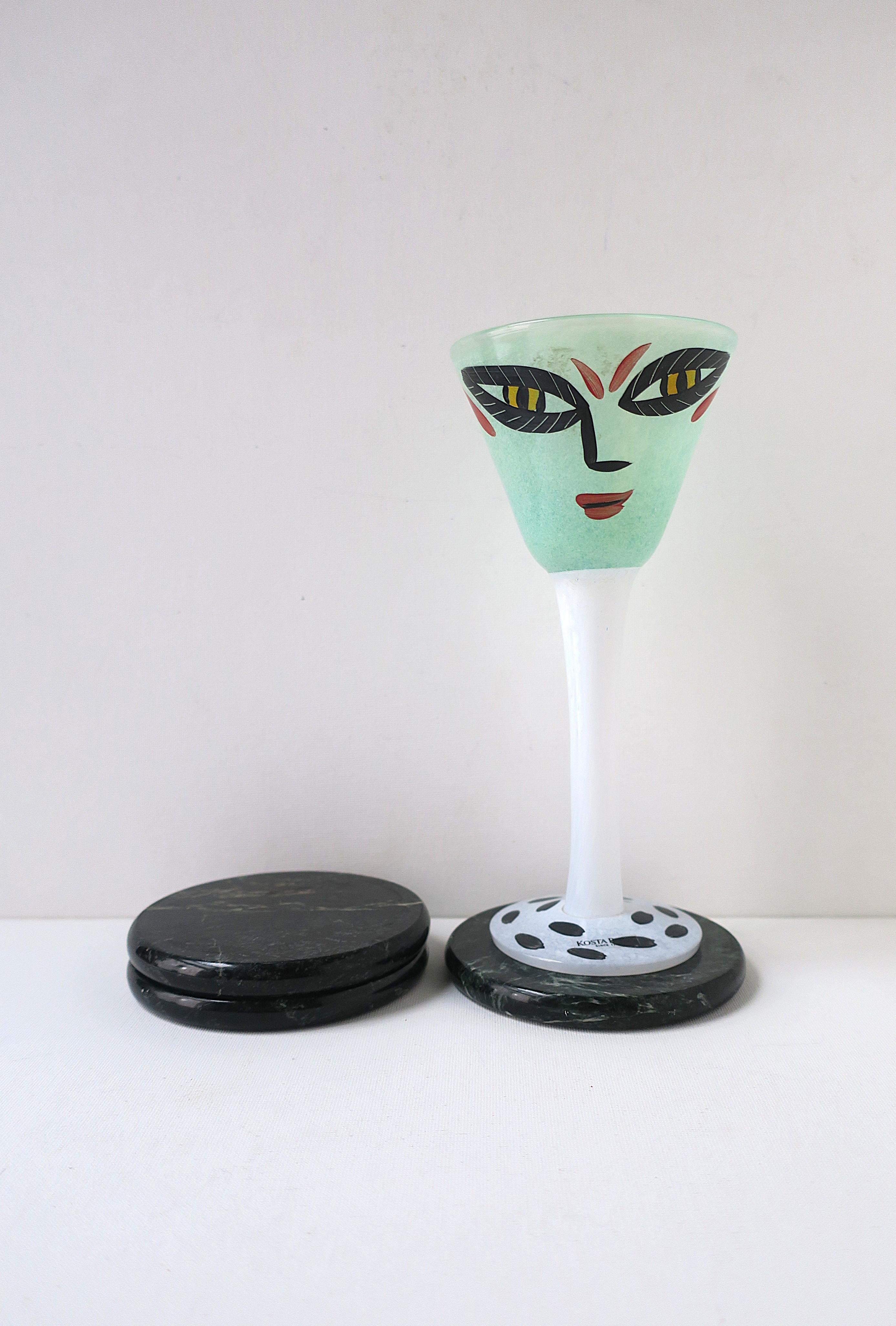 Polished Dark Green Marble Coasters For Sale