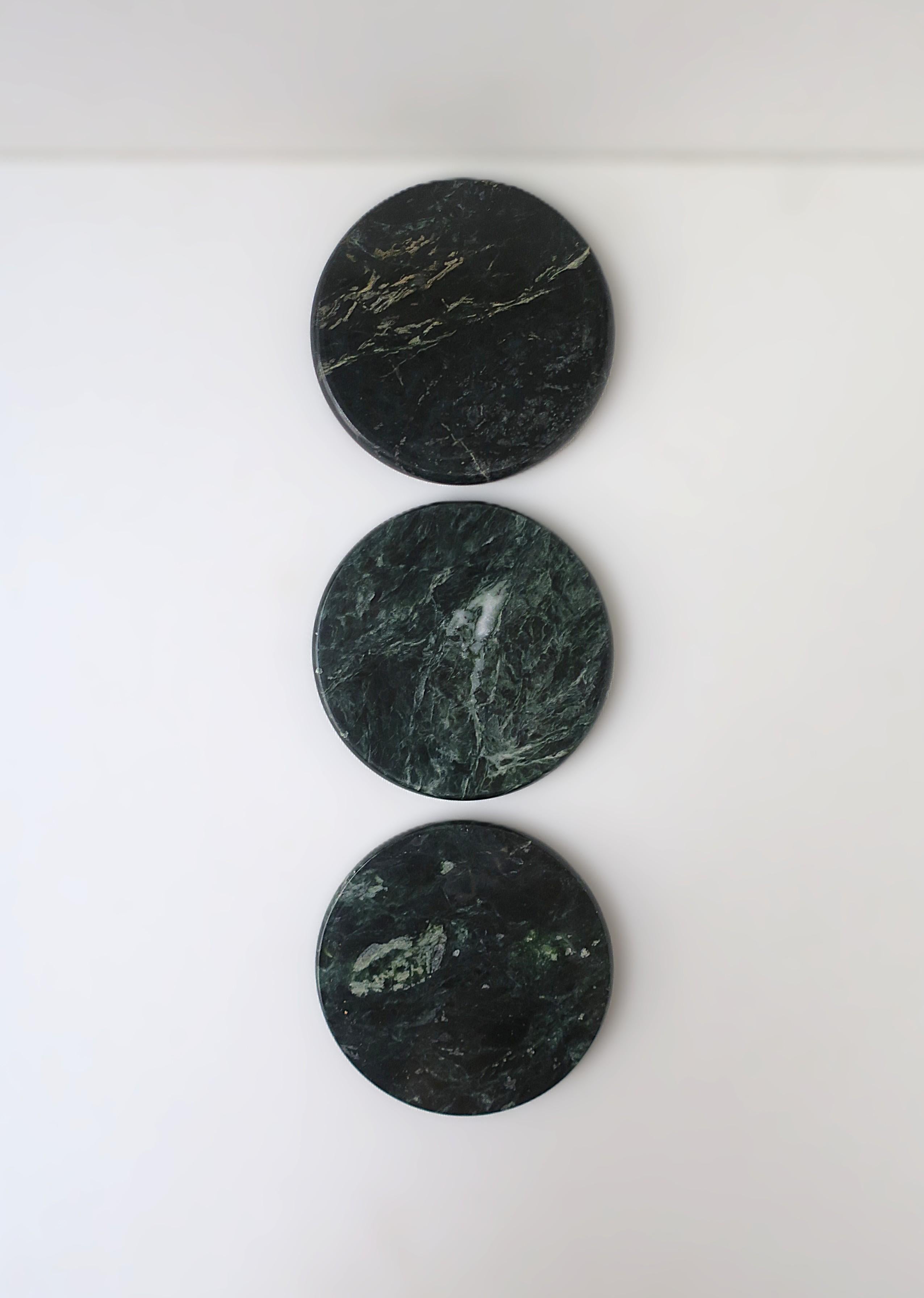 Dark Green Marble Coasters For Sale 1
