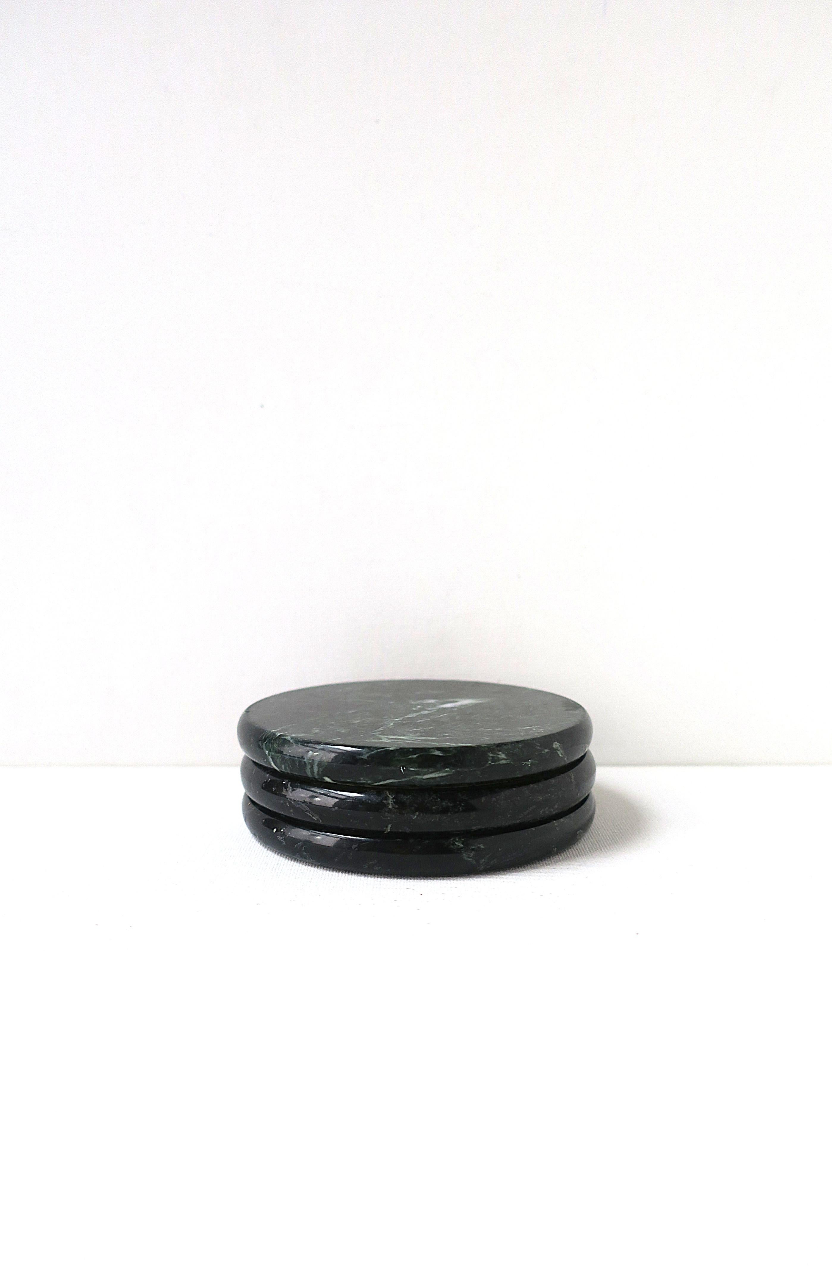 Dark Green Marble Coasters For Sale 2
