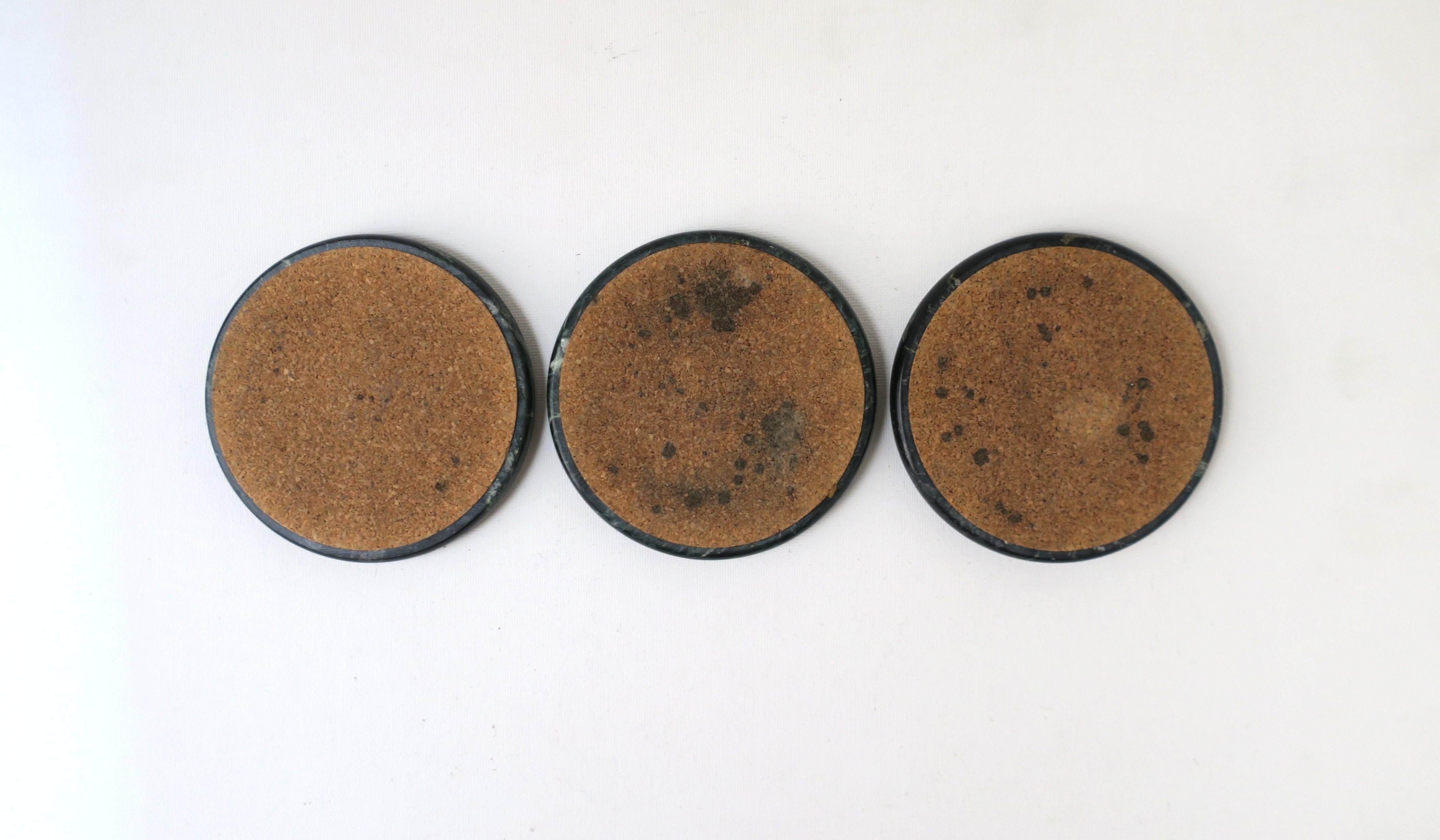 Dark Green Marble Coasters For Sale 3