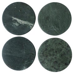 Sottobicchieri in marmo verde scuro, set di 4 pezzi