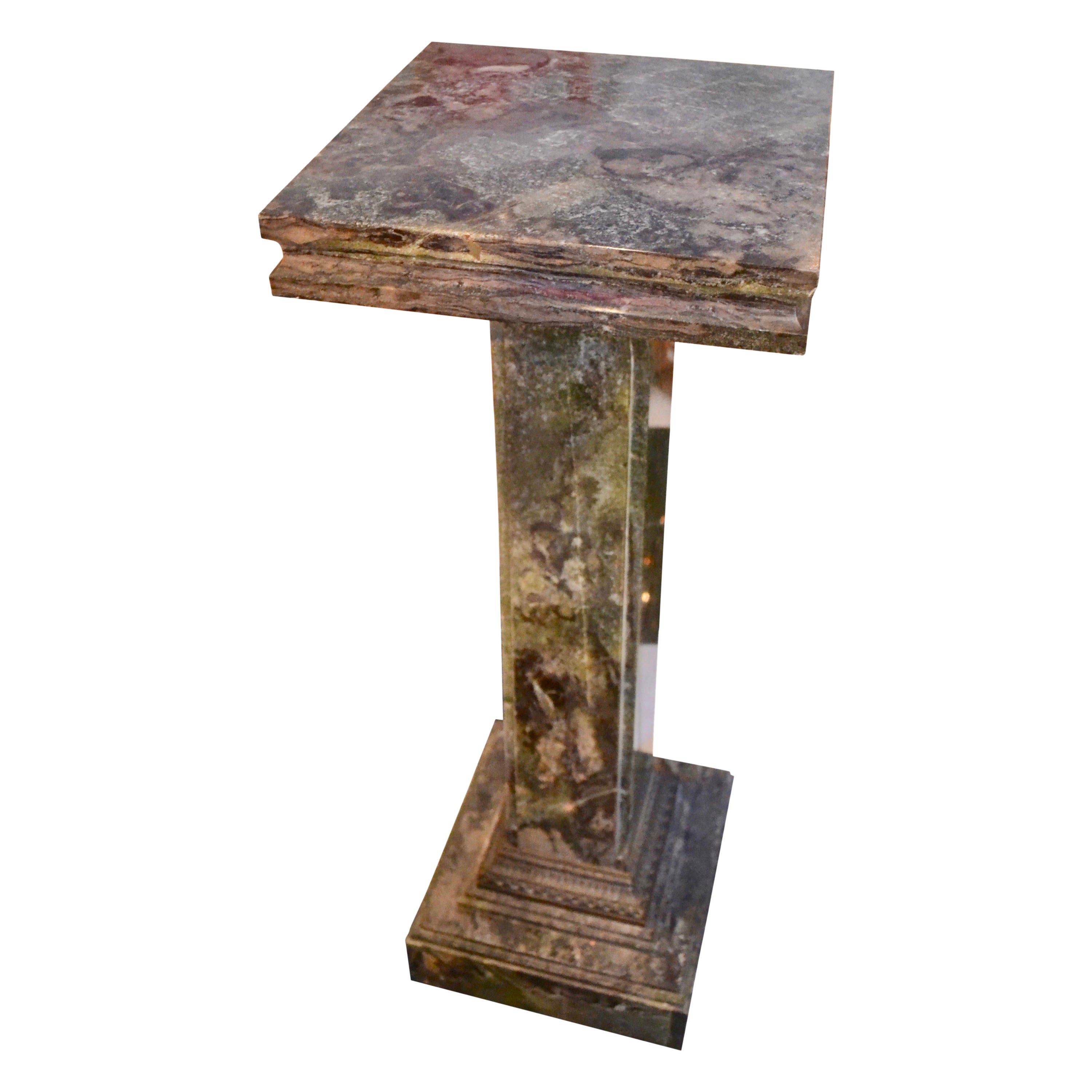 colonne en marbre vert foncé avec moulure en bronze en vente