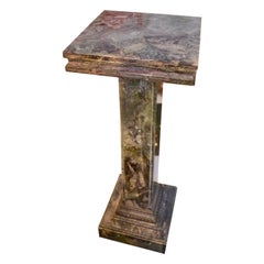 Dark Green Marble Column with Bronze Moulding