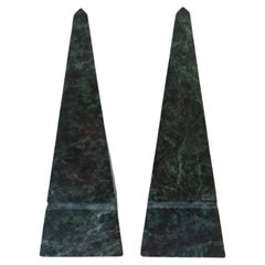 Dark Green Marble Obelisks, Pair