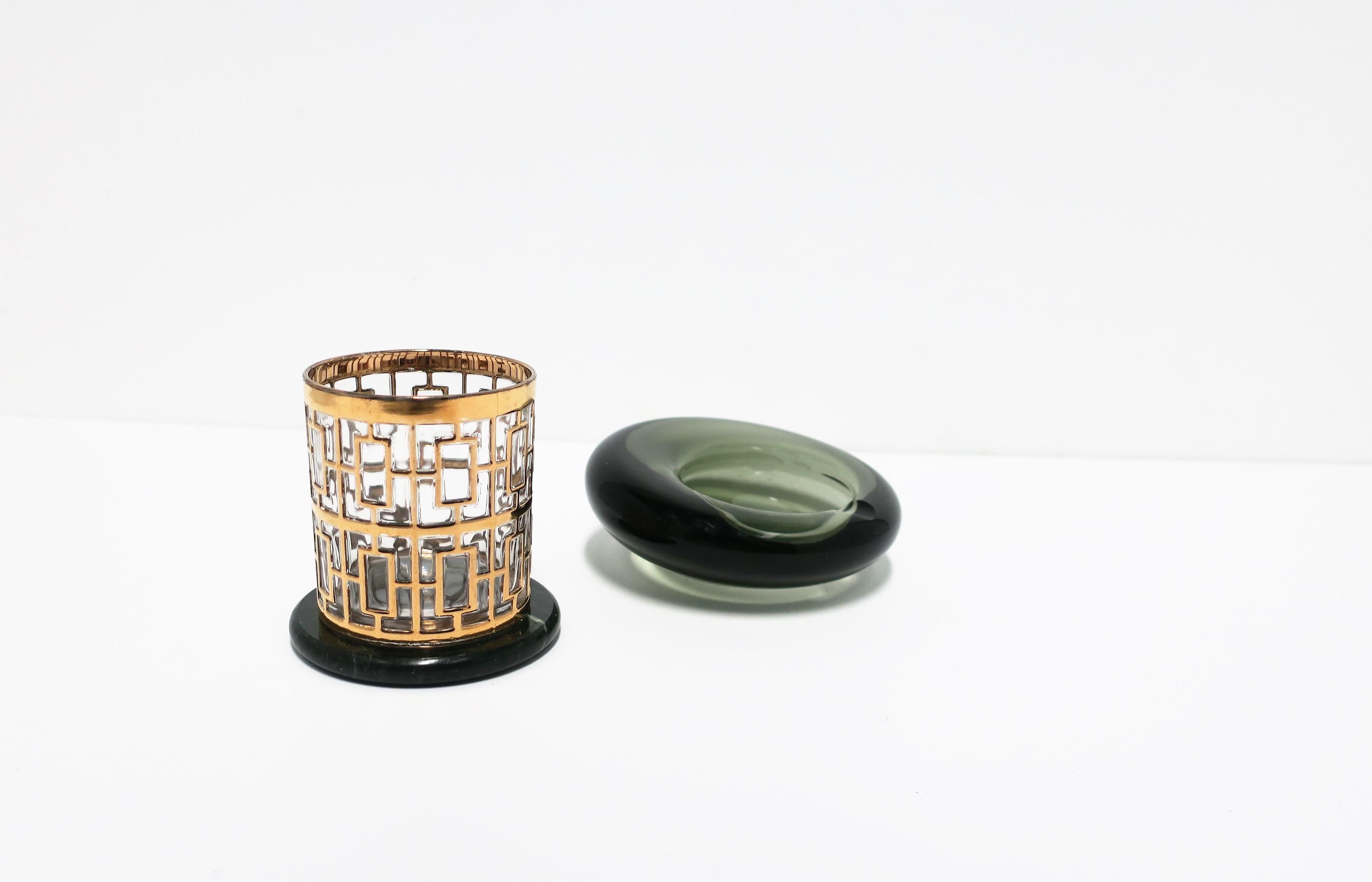 Dark Green Marble Stone Cocktail Coasters, Set of 5 3