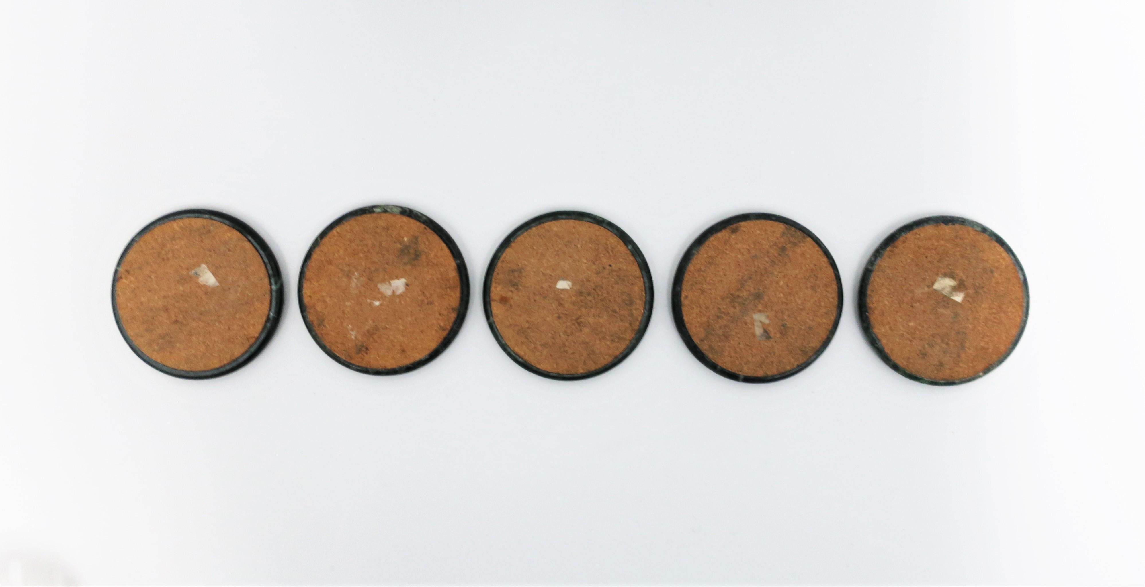 Dark Green Marble Stone Cocktail Coasters, Set of 5 6