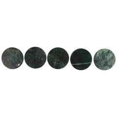 Dark Green Marble Stone Cocktail Coasters, Set of 5