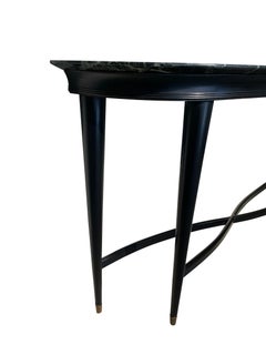 Dark Green Marble Top, Dark Mahogany Base Paola Buffa Console Table, Italy