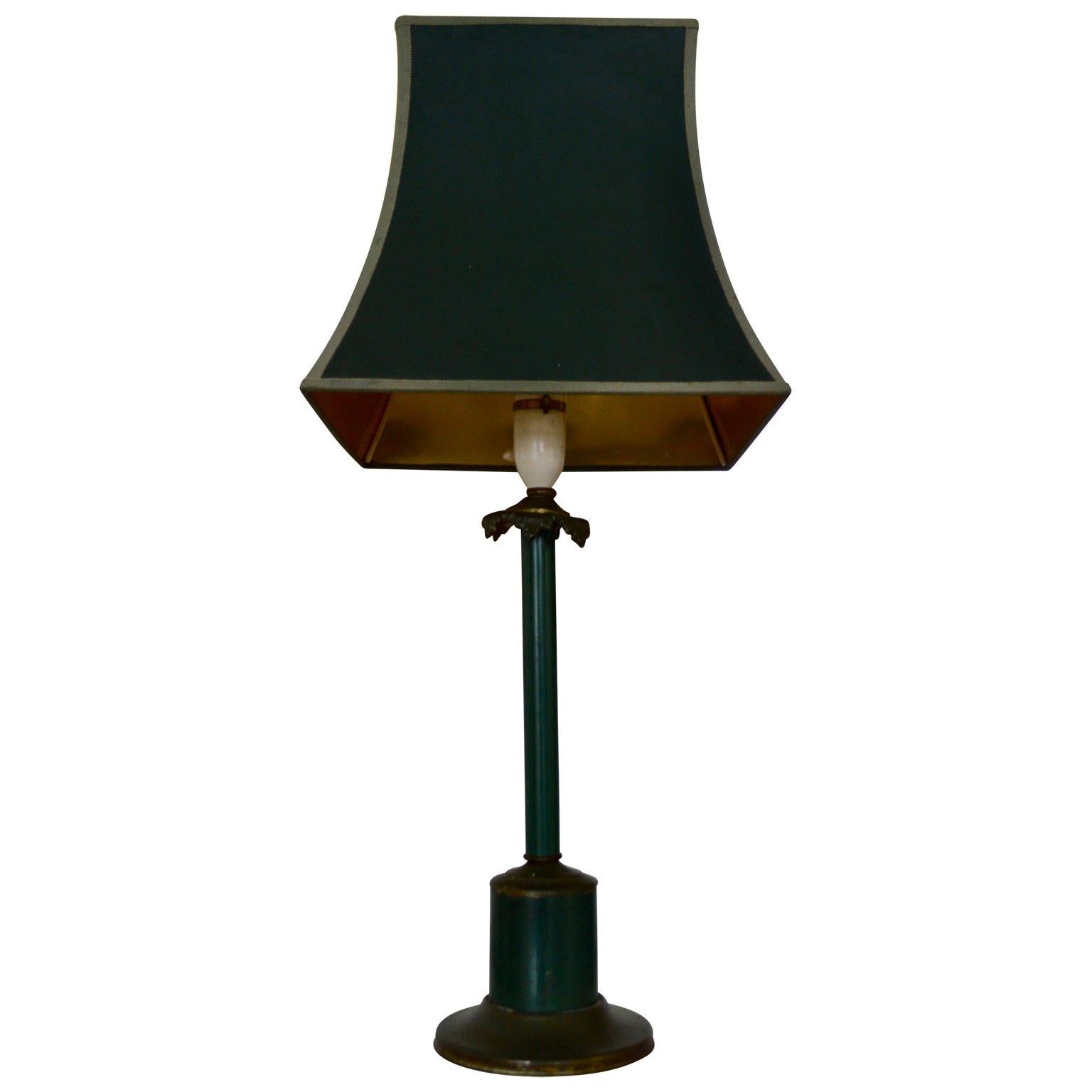Lámpara de Sobremesa de Columna de Metal Verde Oscuro