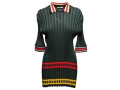 Mini robe en tricot vert foncé et multicolore Celine Phoebe Philo Taille US S