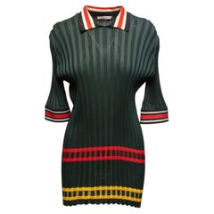 Mini robe en tricot vert foncé et multicolore Celine Phoebe Philo Taille US S