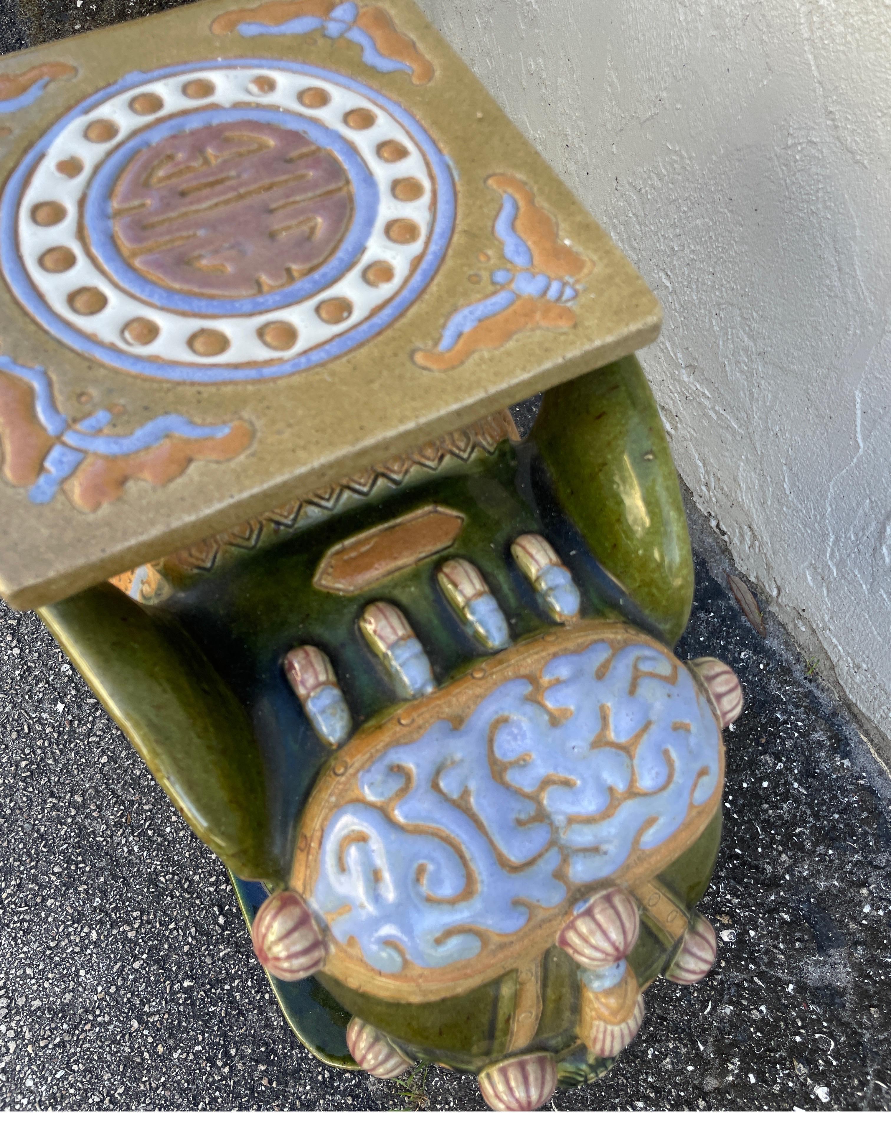 Chinese Dark Green & Multicolored Elephant Garden Seat For Sale