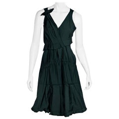 Nina Ricci Dark Green Pleated Dress