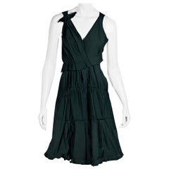Nina Ricci Dark Green Pleated Dress