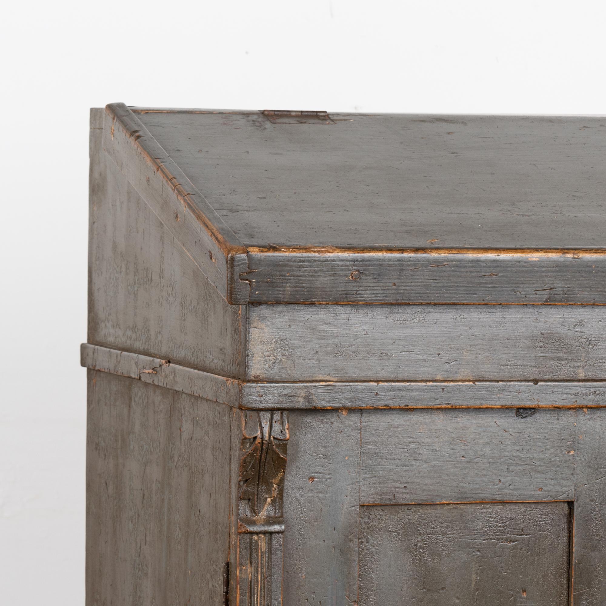 19th Century Dark Green Painted Pine Podium Host Stand with Storage, Hungary circa 1880