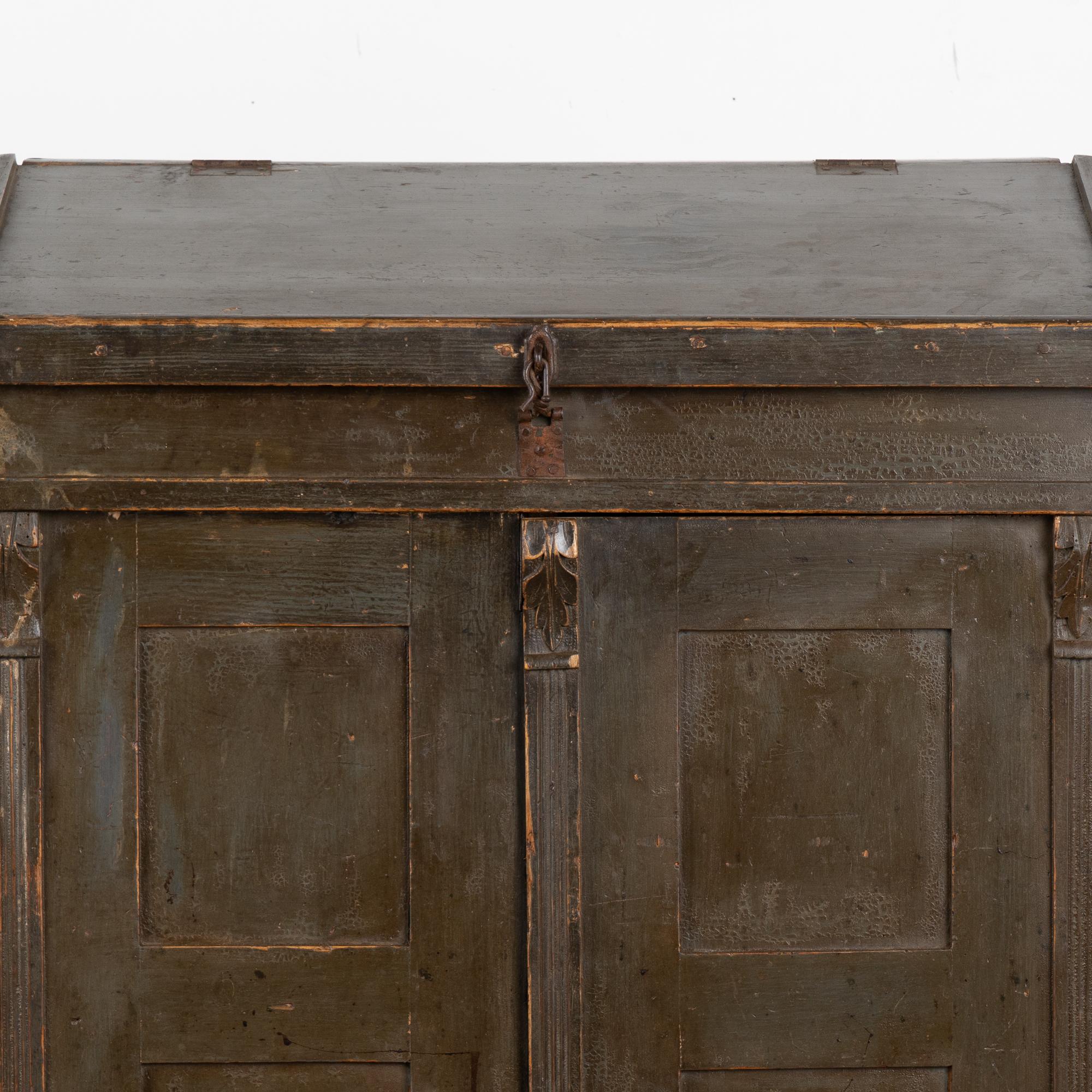 Dark Green Painted Pine Podium Host Stand with Storage, Hungary circa 1880 1