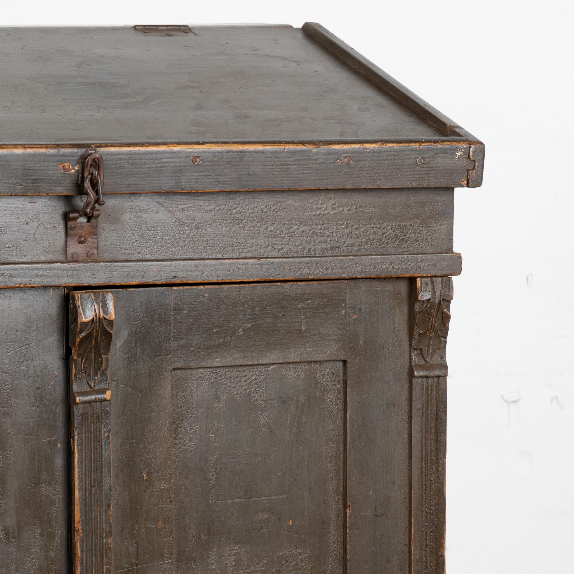 Dark Green Painted Pine Podium Host Stand with Storage, Hungary circa 1880 2