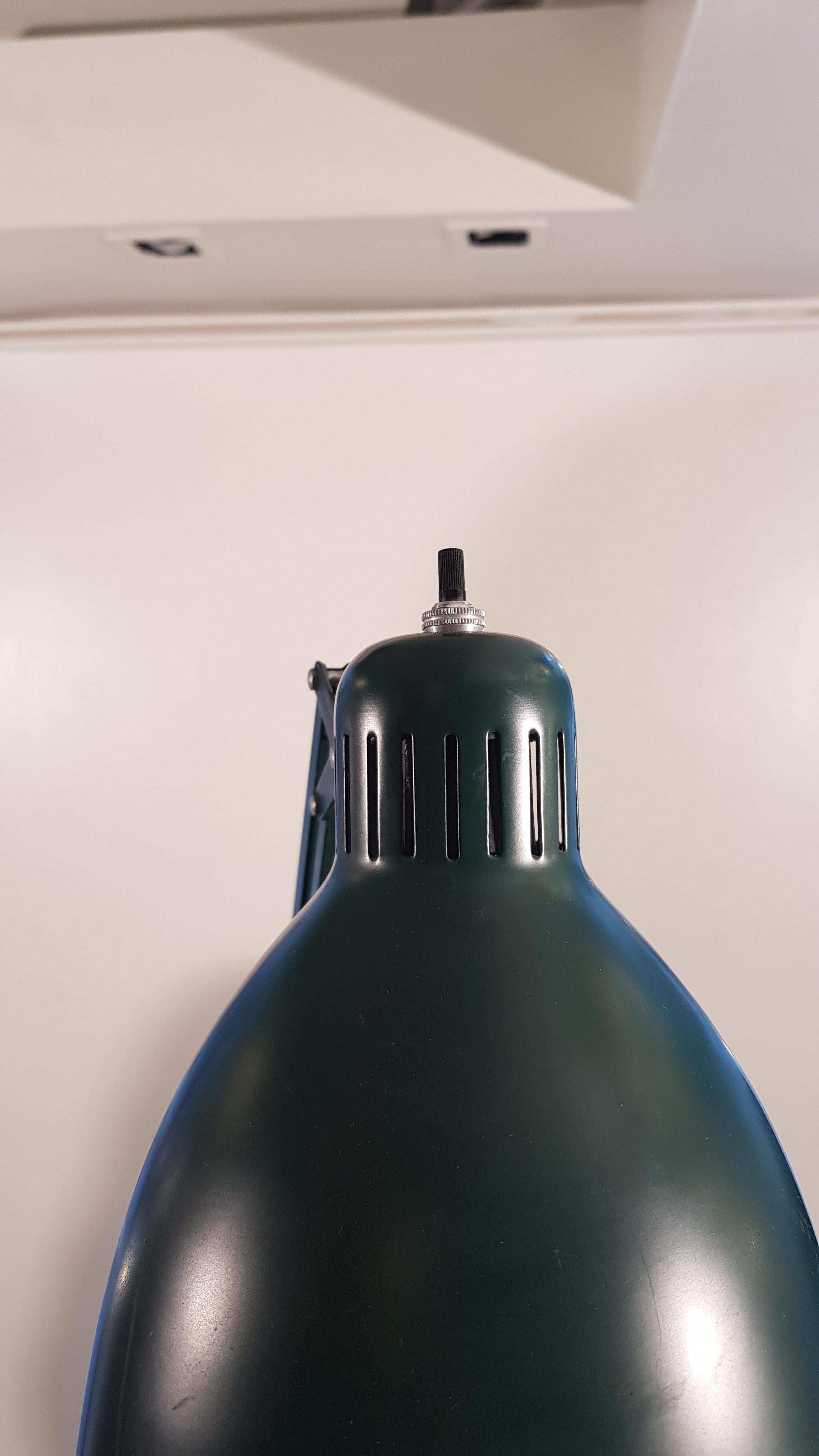 Mid-20th Century Dark Green Revolving Adjustable Arm Bauhaus Naska Floor Lamp Fontana Arte 1950s