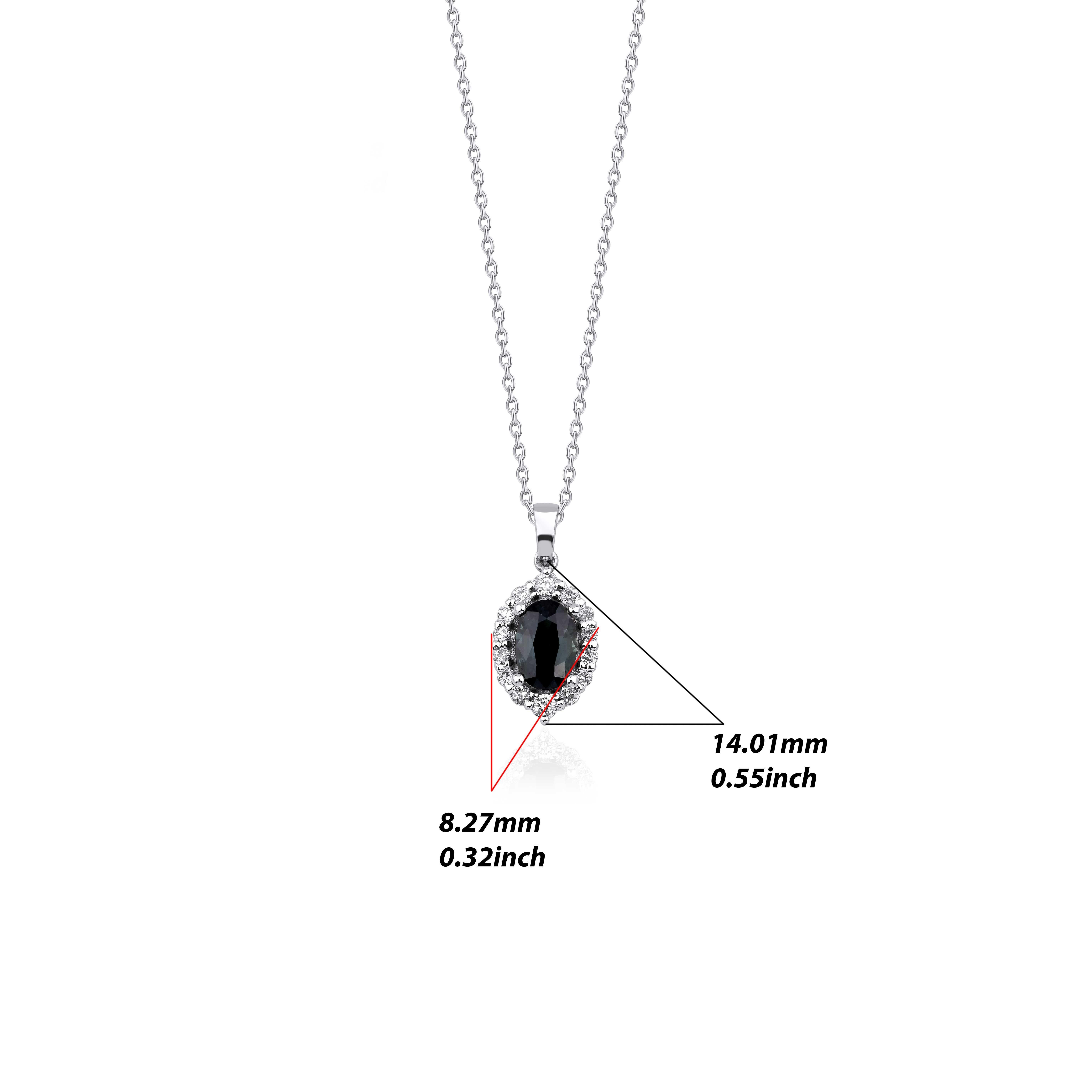Collana aureola con zaffiro verde scuro e diamante In condizioni Nuovo in vendita a Fatih, 34
