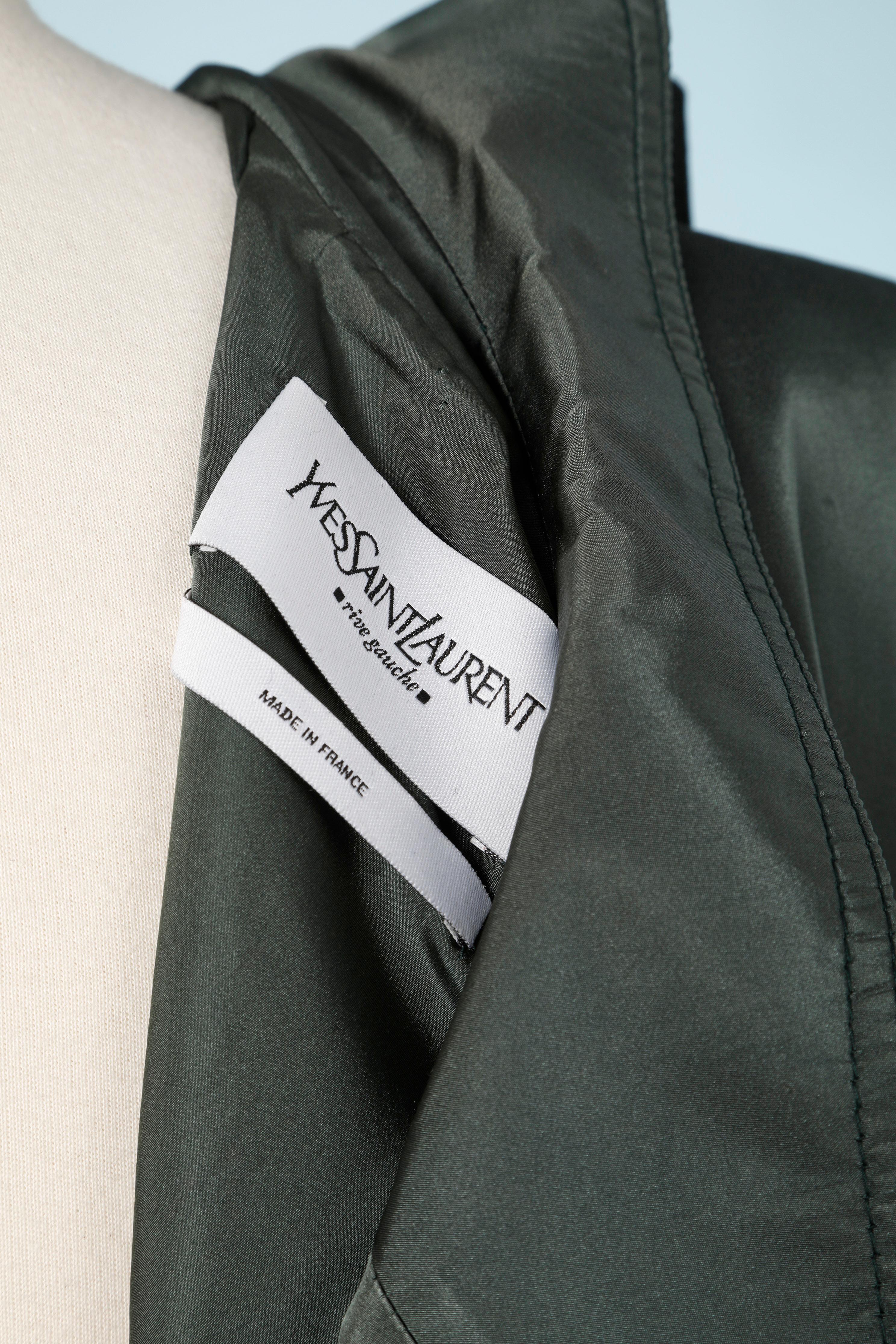 Dark green silk skirt-suit Yves Saint Laurent Rive Gauche  5