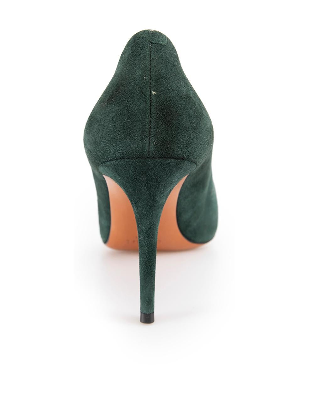 Dark Green Suede Pointed Toe Pumps Size IT 39 1