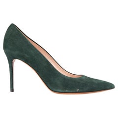 Dark Green Suede Pointed Toe Pumps Size IT 39