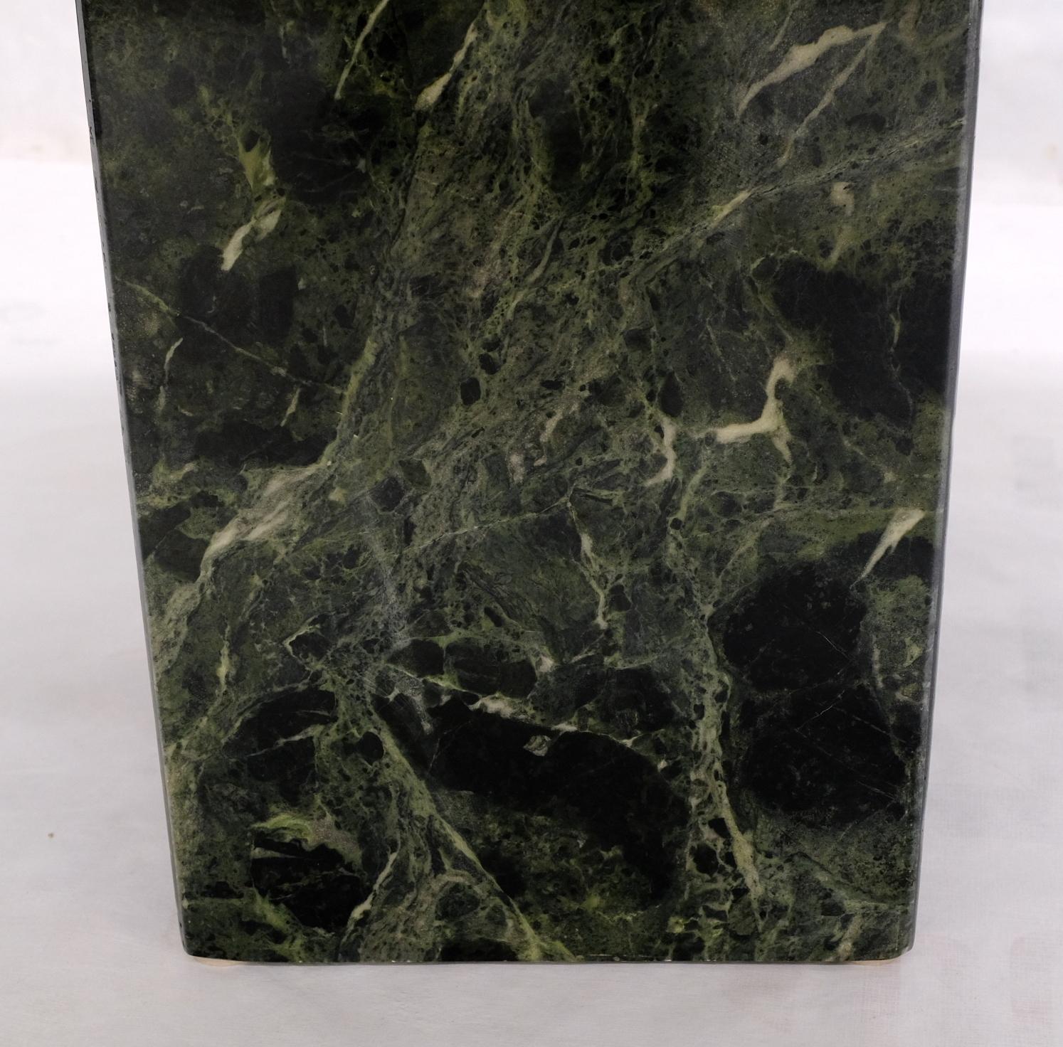 Dark Green to Black White Veins Square Marble Side End Coffee Table Stand For Sale 1