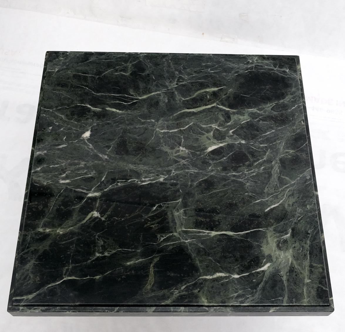 Mid-Century Modern Dark Green to Black White Veins Square Marble Side End Coffee Table Stand For Sale