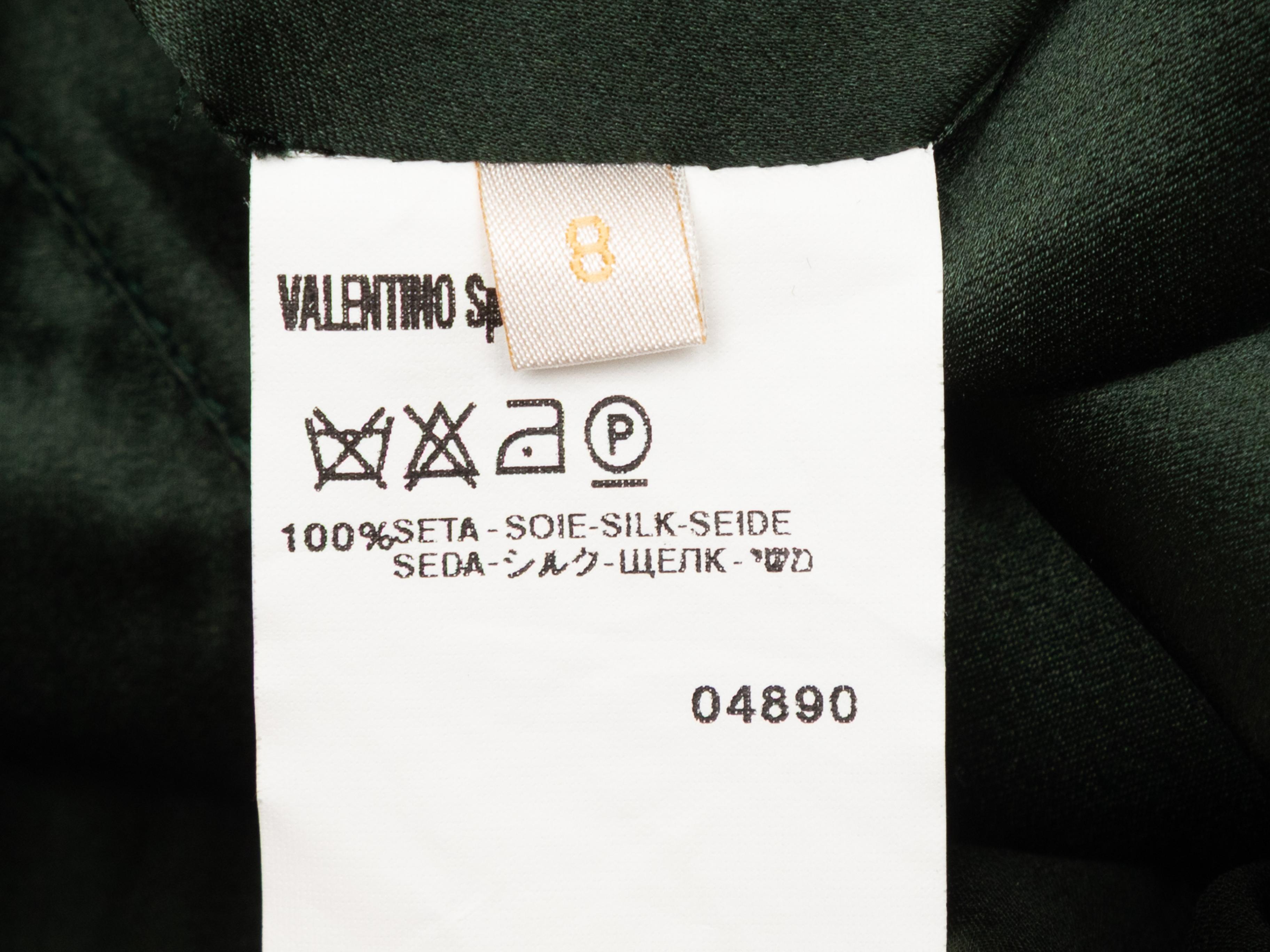Dunkelgrünes Valentino Seidenkleid mit langen Ärmeln Größe US 8 Damen im Angebot