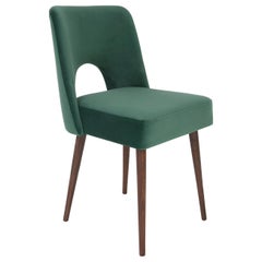 Silla "Shell" de terciopelo verde oscuro, años 60
