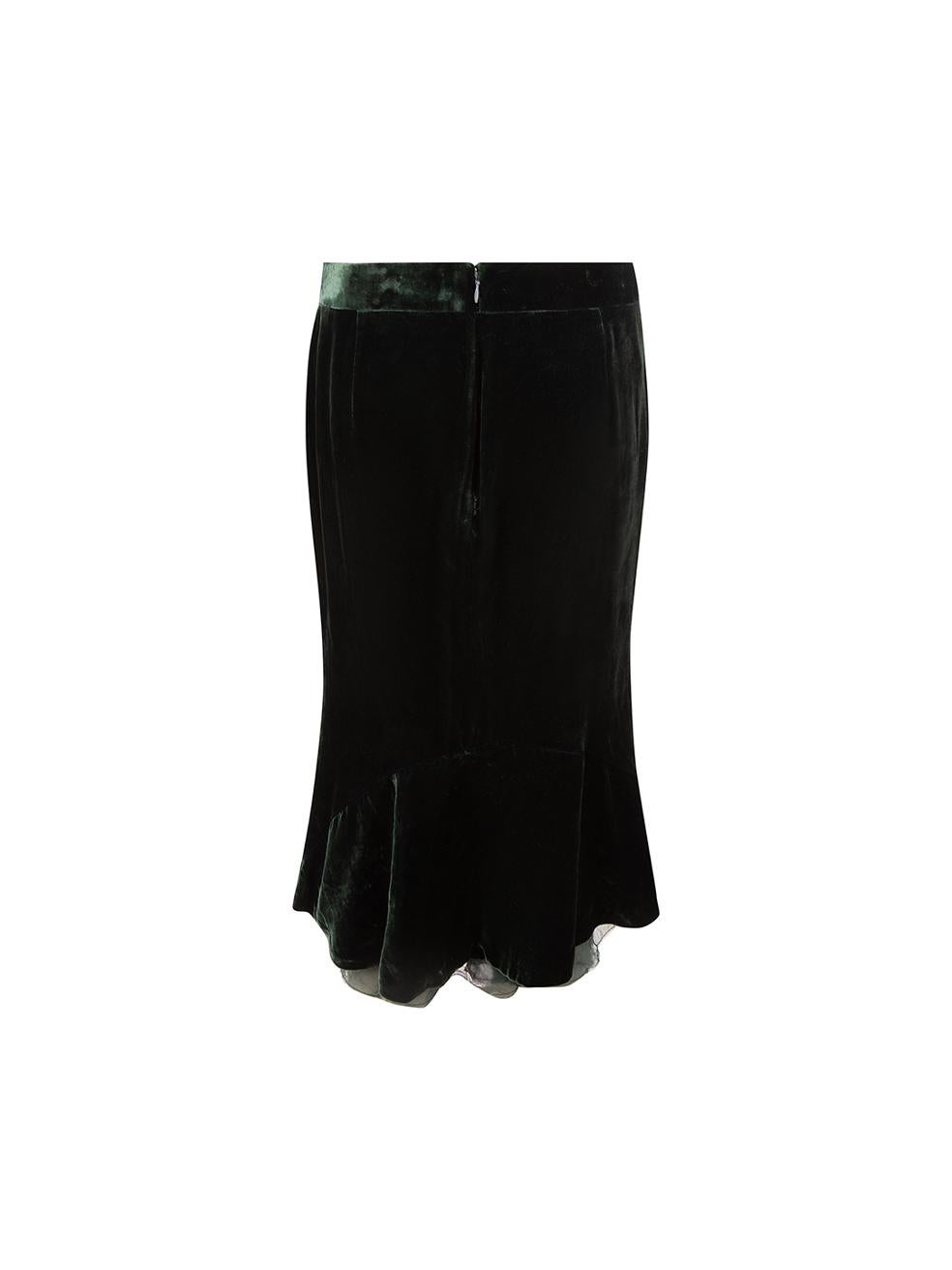 Black Tom Ford Dark Green Velvet Straight Skirt Size S