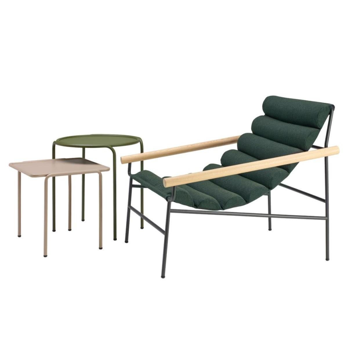 Modern Wave-Shaped 21st Century Dark Green Fabric Armchair Indoor Outdoor For Sale