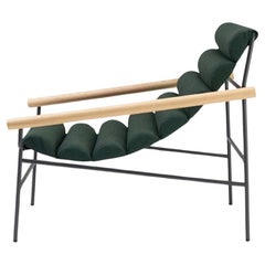 Fauteuil en forme de vague du 21e siècle en tissu vert foncé pour l'intérieur et l'extérieur