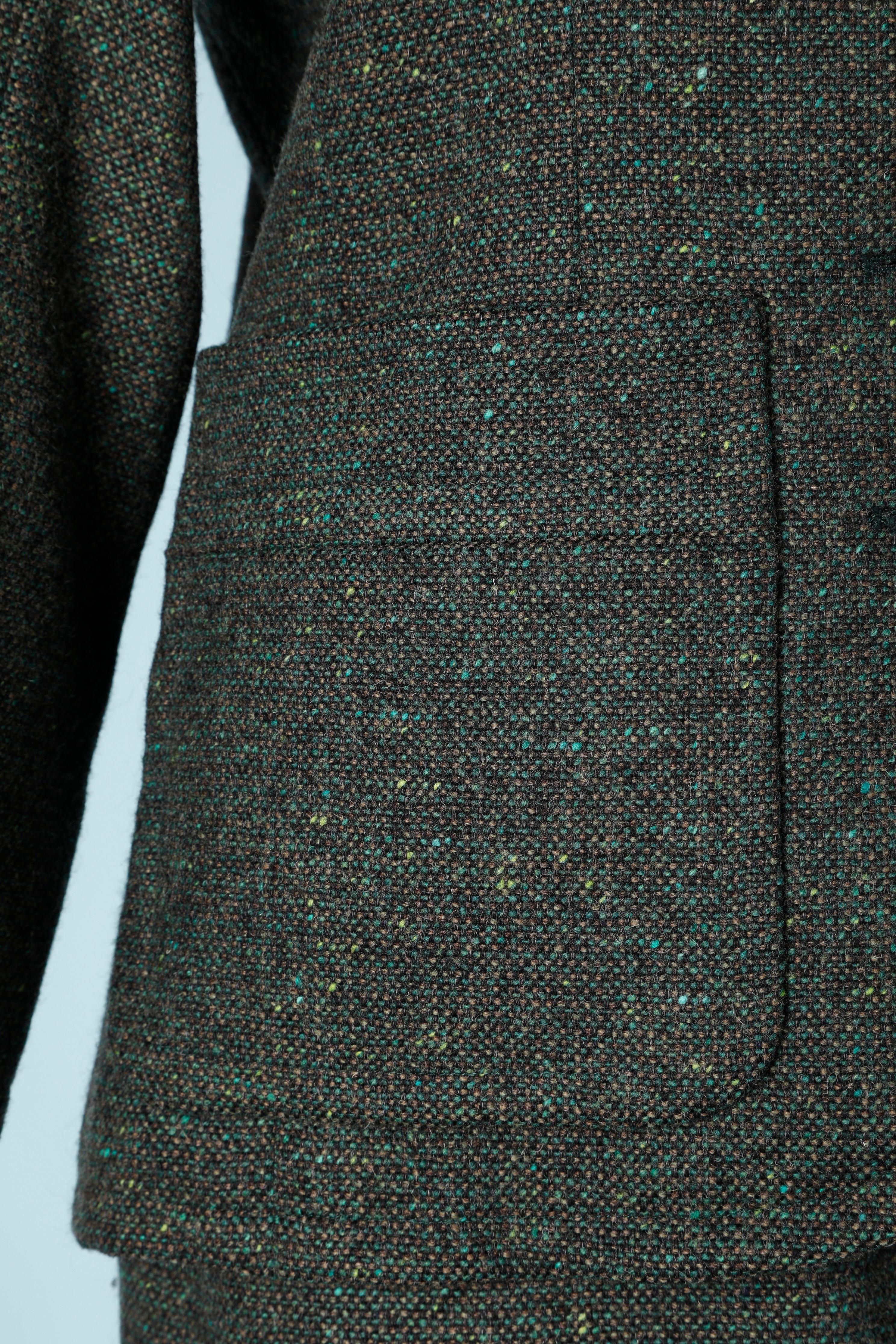 Combinaison jupe en tweed vert foncé Yves Saint Laurent Rive Gauche, années 1980  Pour femmes en vente