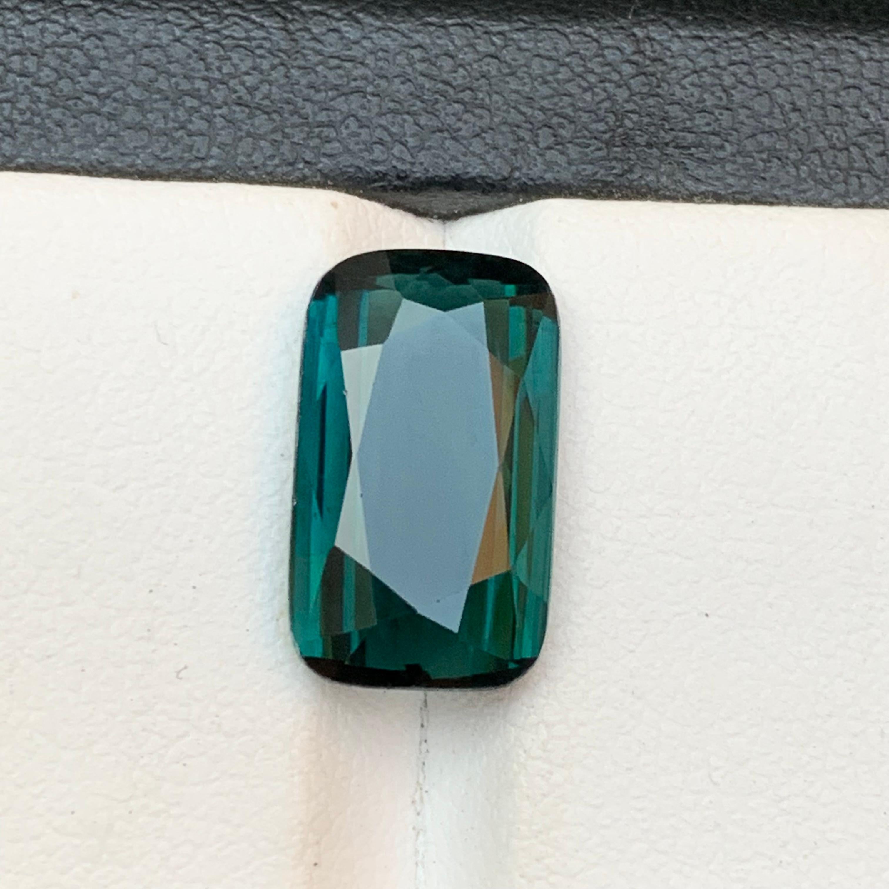 Dark Greenish Blue Natural Tourmaline Ring Loose Gemstone 6.45 Ct Cushion Cut For Sale 5