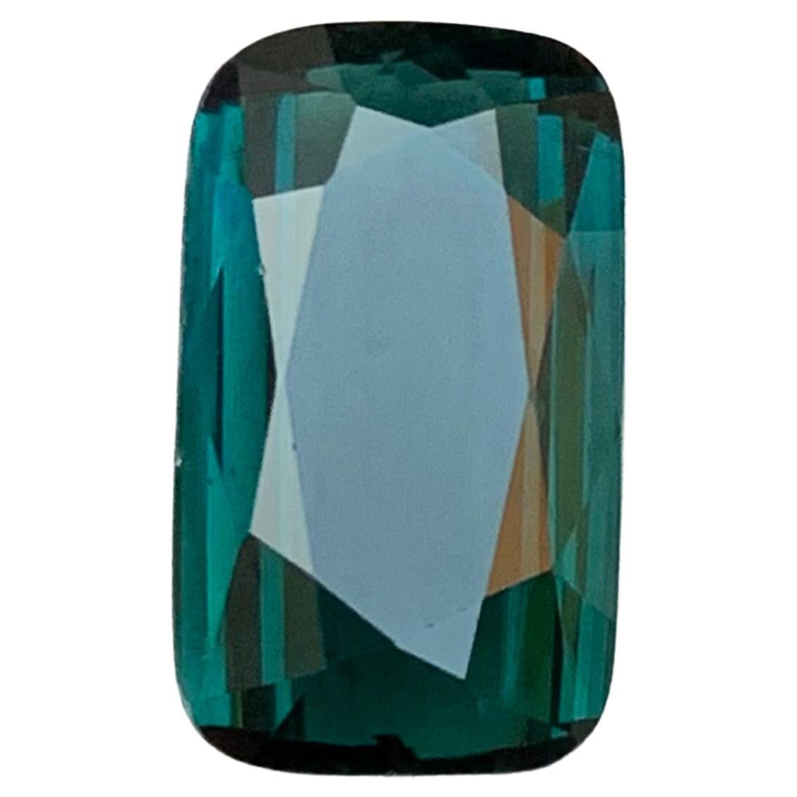 Dark Greenish Blue Natural Tourmaline Ring Loose Gemstone 6.45 Ct Cushion Cut