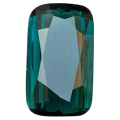 Dark Greenish Blue Natural Tourmaline Ring Loose Gemstone 6.45 Ct Cushion Cut